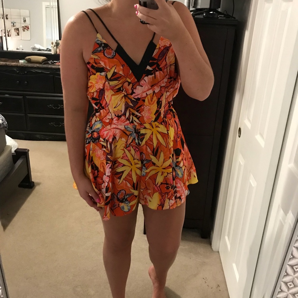 Orange Printed GB Romper
